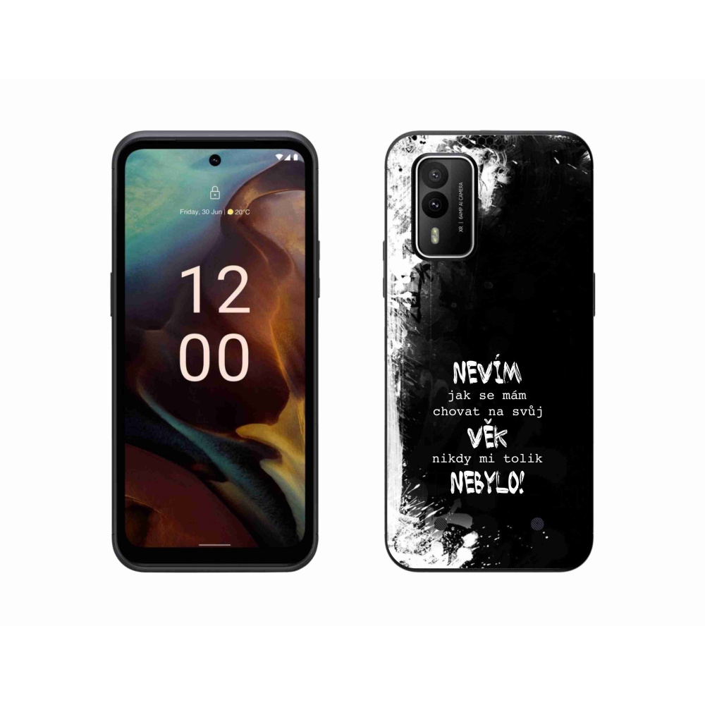 Gelový kryt mmCase na Nokia XR21 - vtipný text 14 černé pozadí