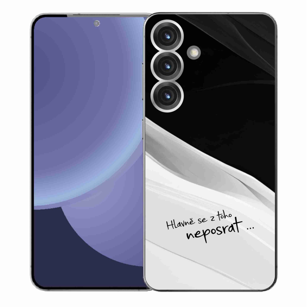 Gelový kryt mmCase na Samsung Galaxy S25+ - vtipný text 13 bíločerné pozadí