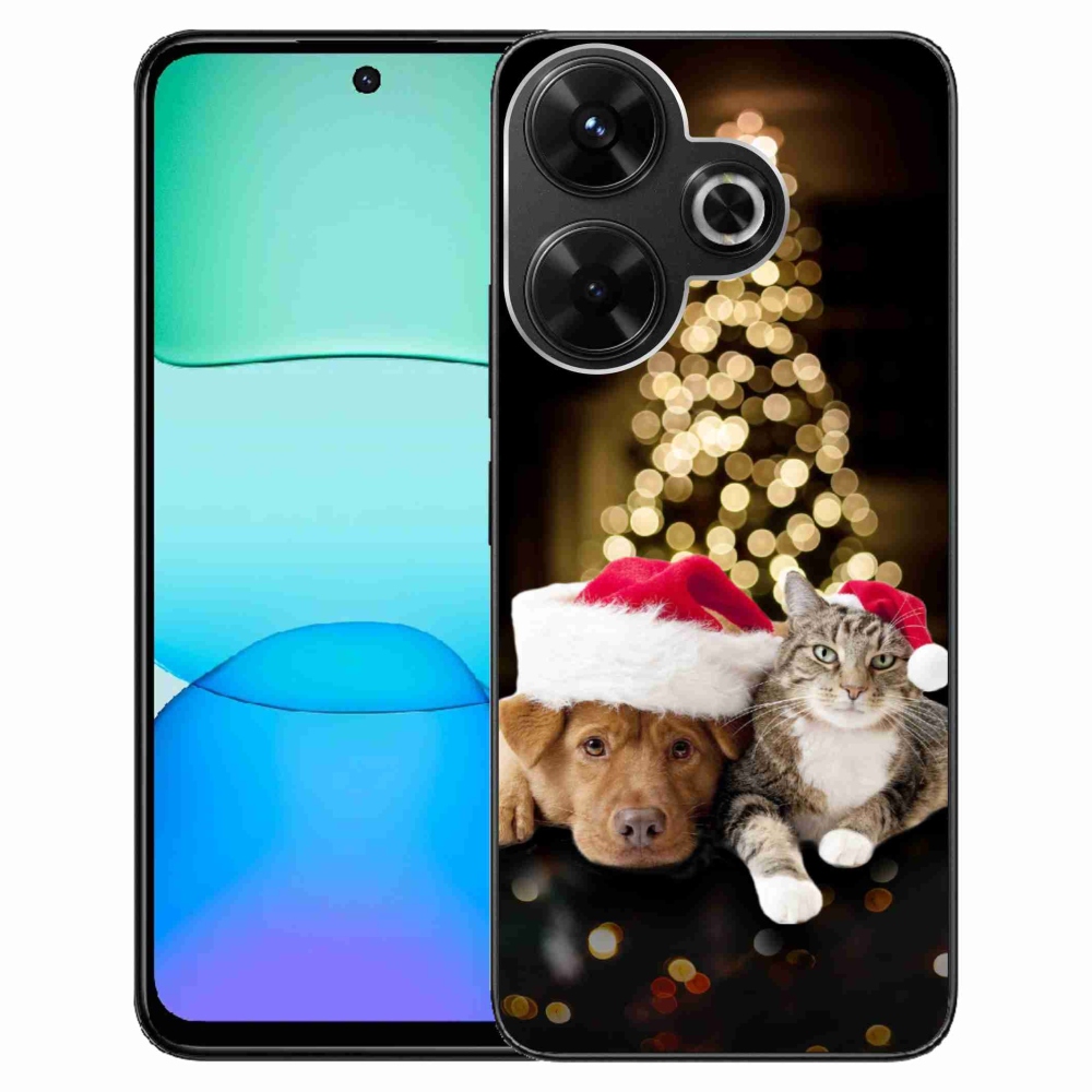 Gelový kryt mmCase na Xiaomi Redmi 13 4G/Poco M6 4G - vánoční pes a kočka