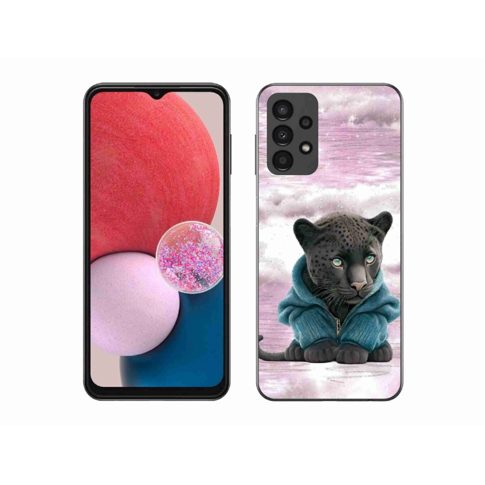Gelový kryt mmCase na Samsung Galaxy A13 4G - černý panter ve svetru