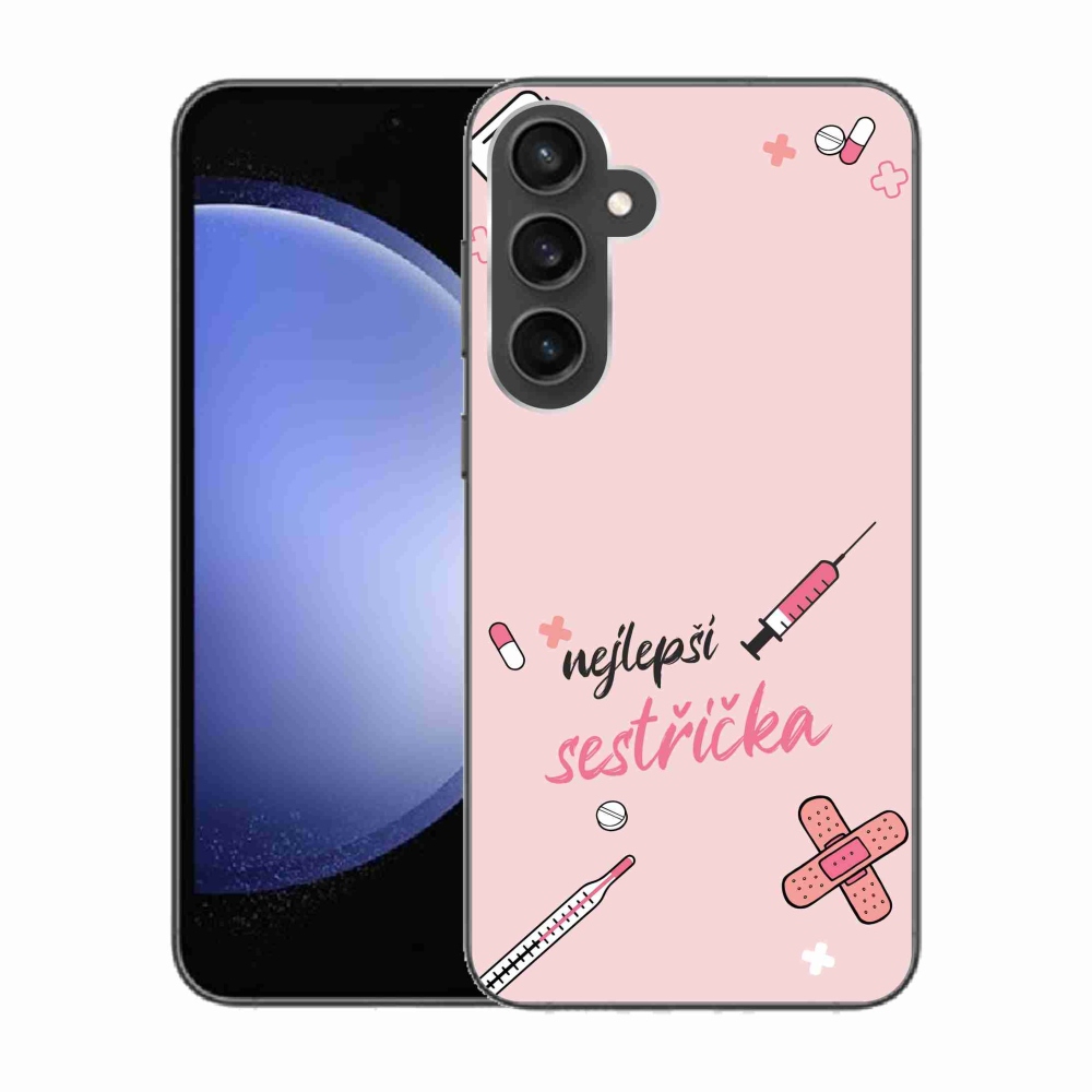 Gelový kryt mmCase na Samsung Galaxy S23 FE - nejlepší sestřička růžové pozadí