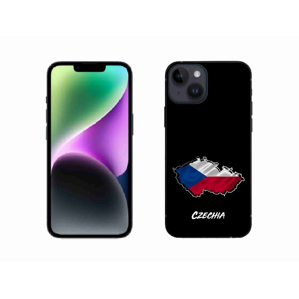 Gelový kryt mmCase na iPhone 14 - Czechia černé pozadí