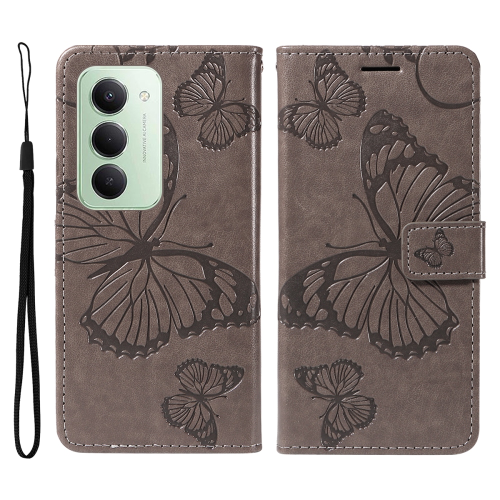Big Butterfly knížkové pouzdro na Xiaomi Redmi 15 4G (171mm) - šedé