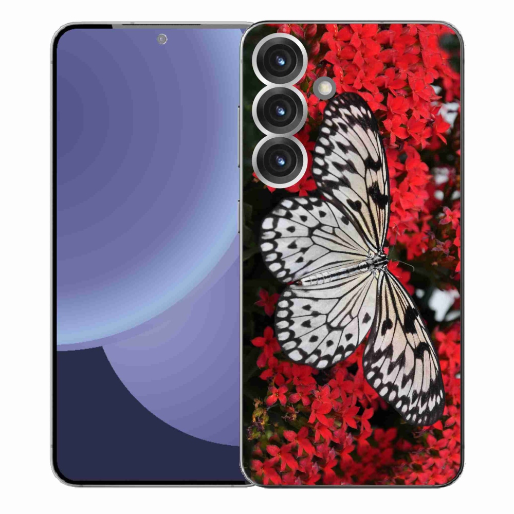 Gelový kryt mmCase na Samsung Galaxy S25+ - černobílý motýl 1