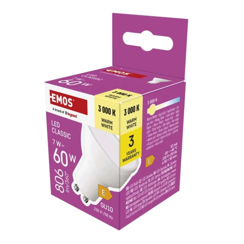 LED žárovka Classic MR16 / GU10 / 7 W (60 W) / 806 lm / teplá bílá