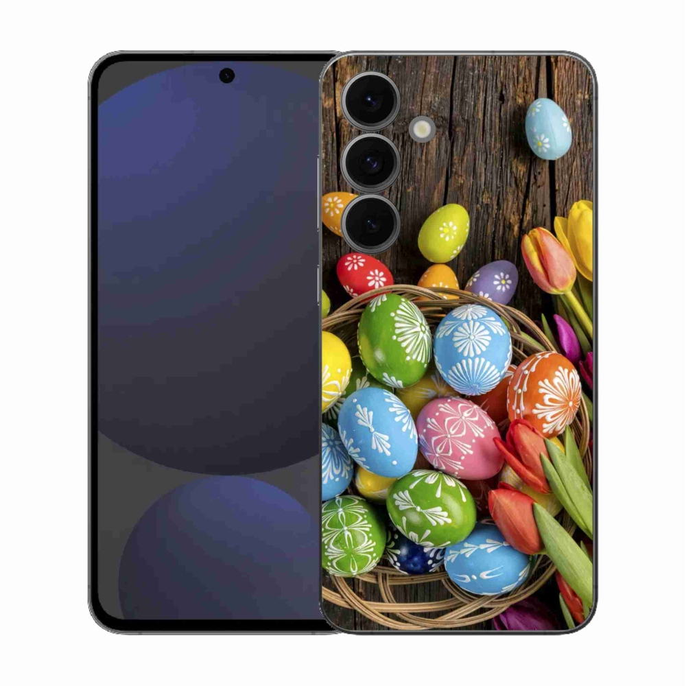 Gelový kryt mmCase na Samsung Galaxy S25 FE - velikonoční vajíčka