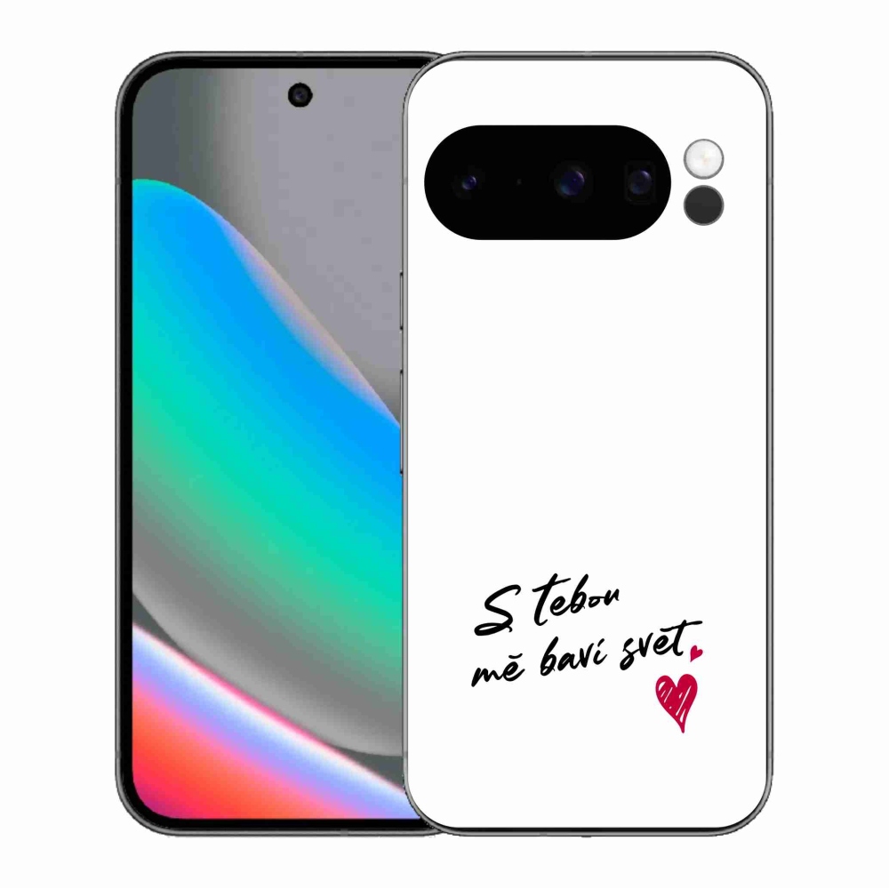 Gelový kryt mmCase na Google Pixel 10 Pro - zamilovaný text 1 bílé pozadí