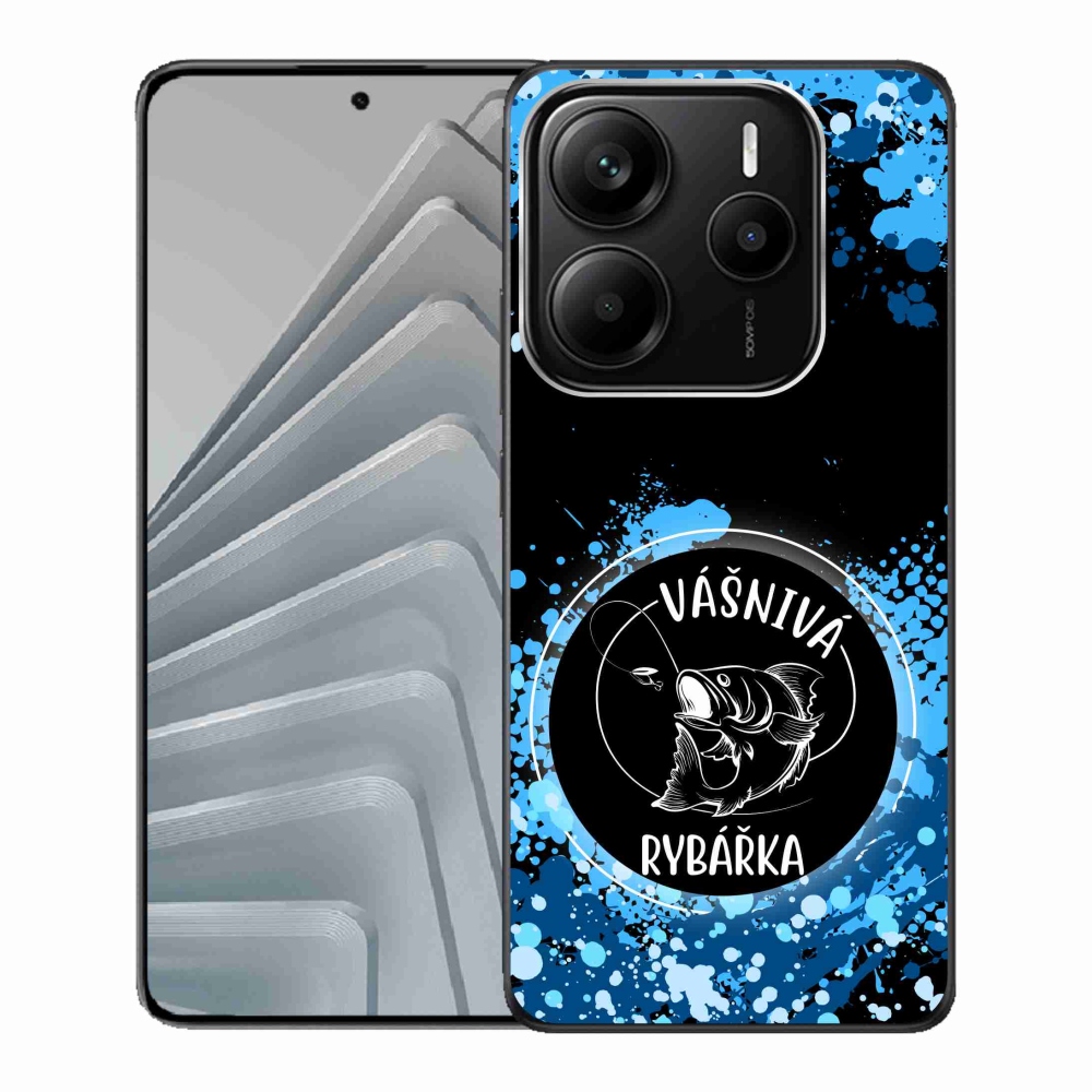 Gelový kryt mmCase na Xiaomi Redmi Note 14 5G - vášnivá rybářka černé pozadí