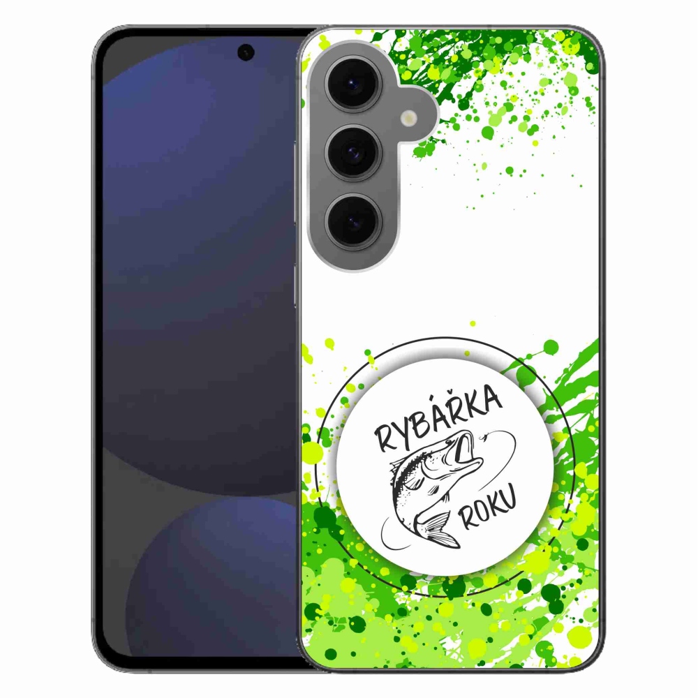 Gelový kryt mmCase na Samsung Galaxy S24 FE - rybářka roku bílé pozadí