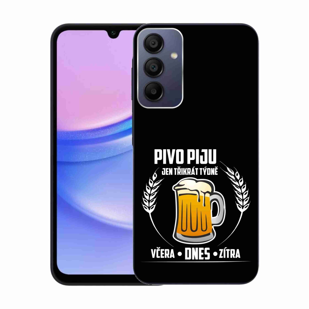 Gelový kryt mmCase na Samsung Galaxy A15 4G/5G - pivní motiv černé pozadí