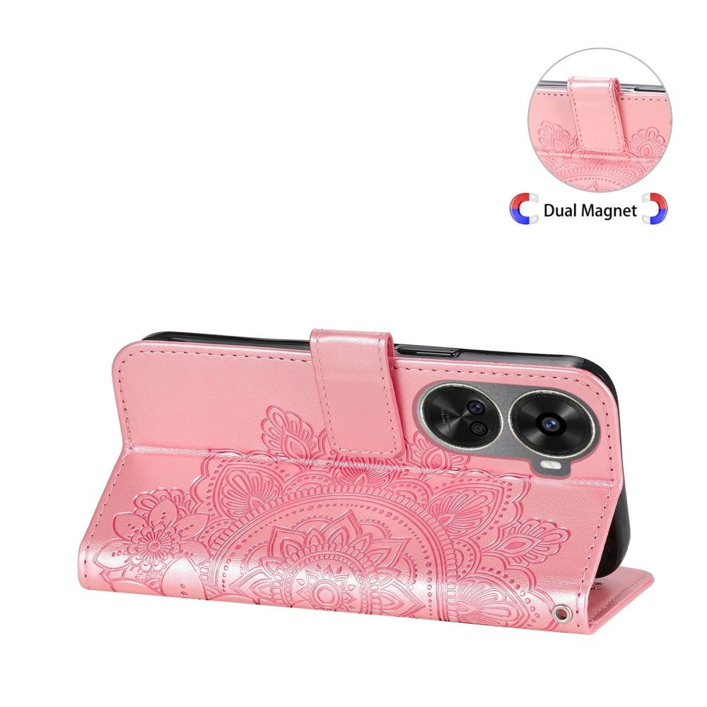 Mandala knížkové pouzdro na Huawei Nova 12 SE - růžové