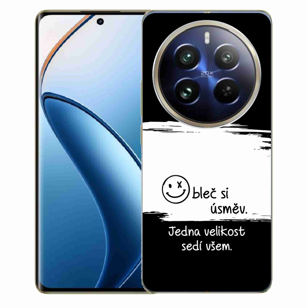 Gelový kryt mmCase na Realme 12 Pro 5G/12 Pro+ 5G - vtipný text 8 bíločerné pozadí