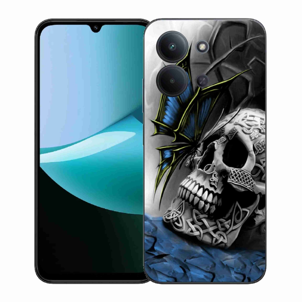 Gelový kryt mmCase na Xiaomi Redmi 15C 4G (171mm)/Poco C85 4G (171mm) - motýl a lebka