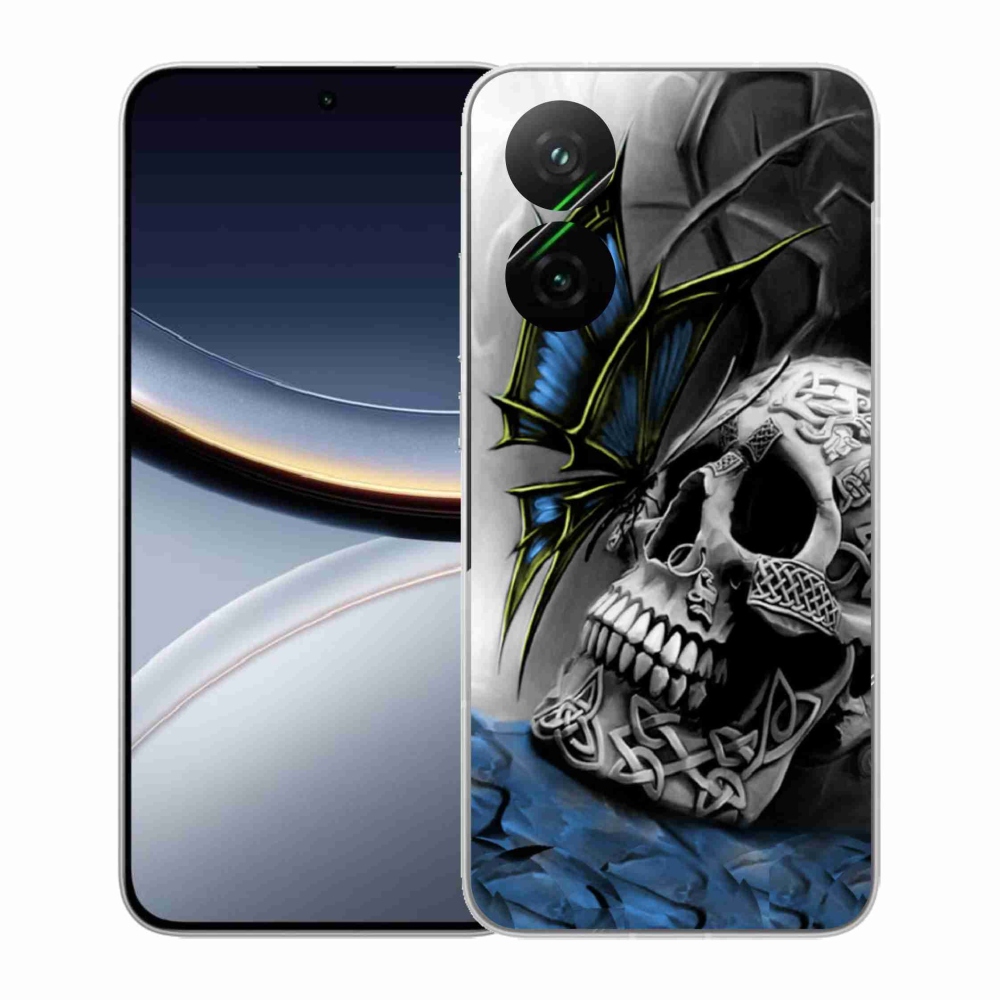 Gelový kryt mmCase na Xiaomi Poco F7 5G - motýl a lebka