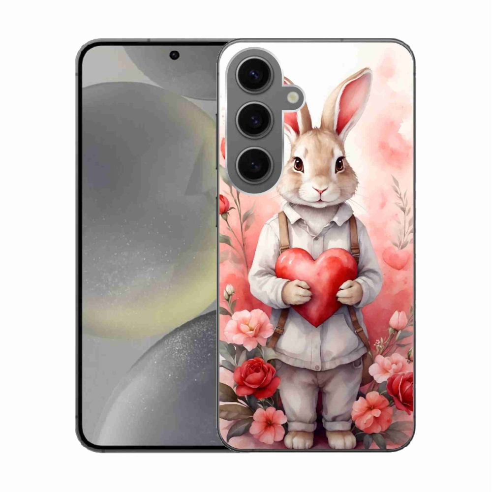 Gelový kryt mmCase na Samsung Galaxy S24 - zajíc se srdíčkem
