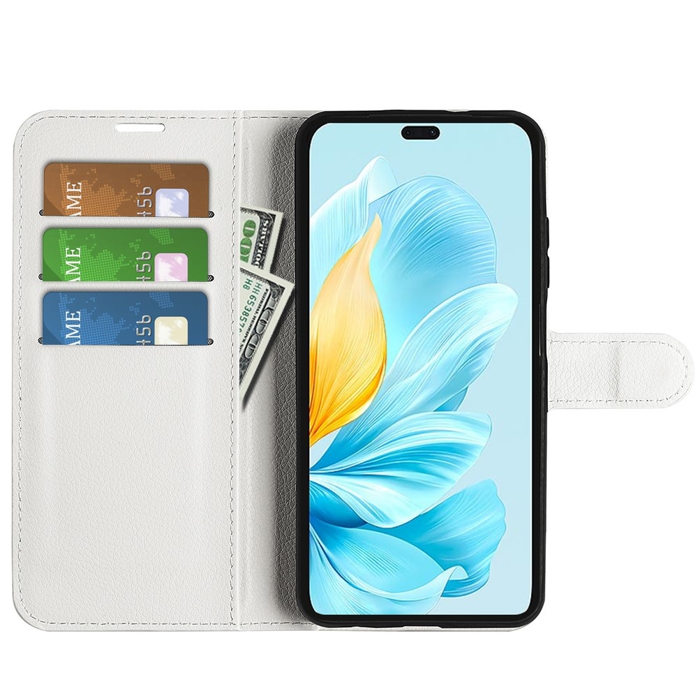 Litchi knížkové pouzdro na Honor 200 Lite 5G - bílé