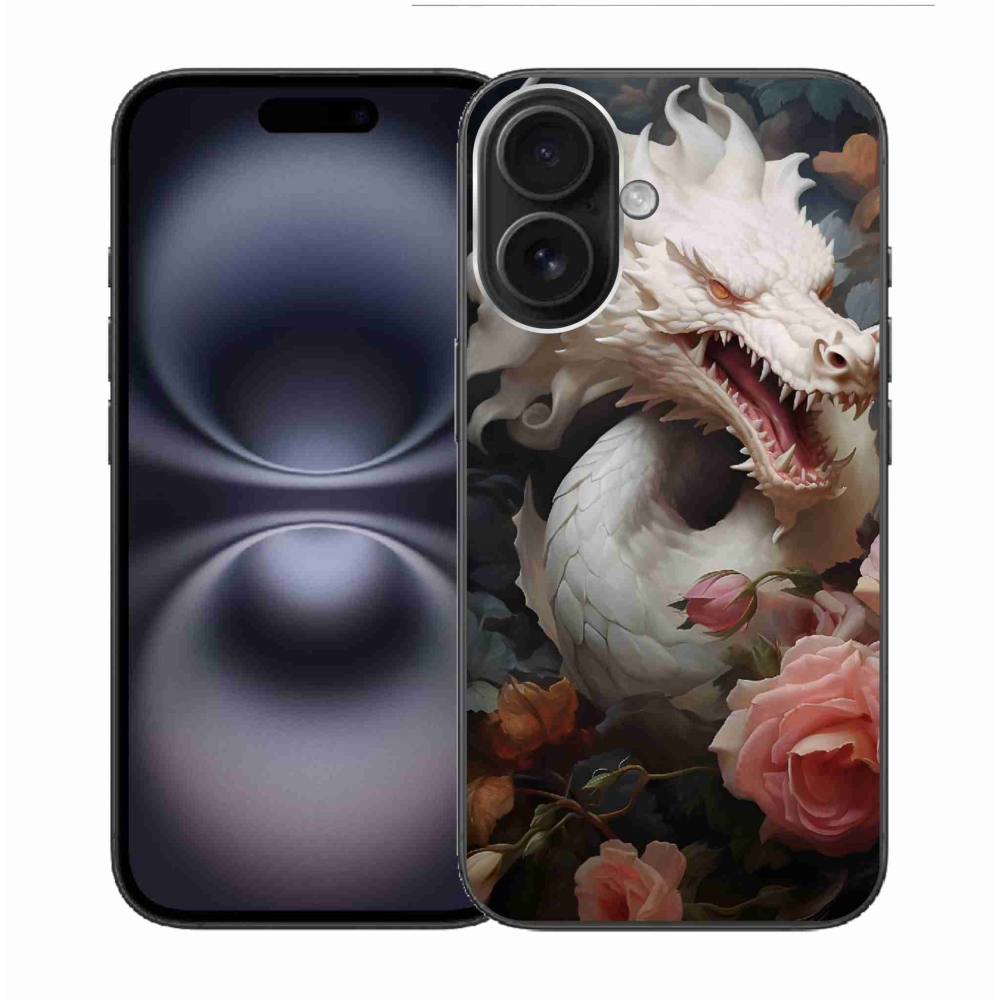 Gelový kryt mmCase na iPhone 16 - bílý drak