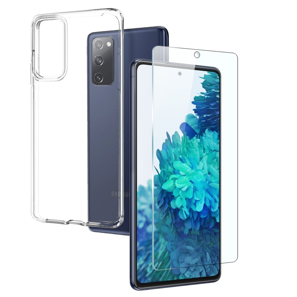 NORTHJO průhledný gelový obal + tvrzené sklo na Samsung Galaxy S20 FE - průhledný