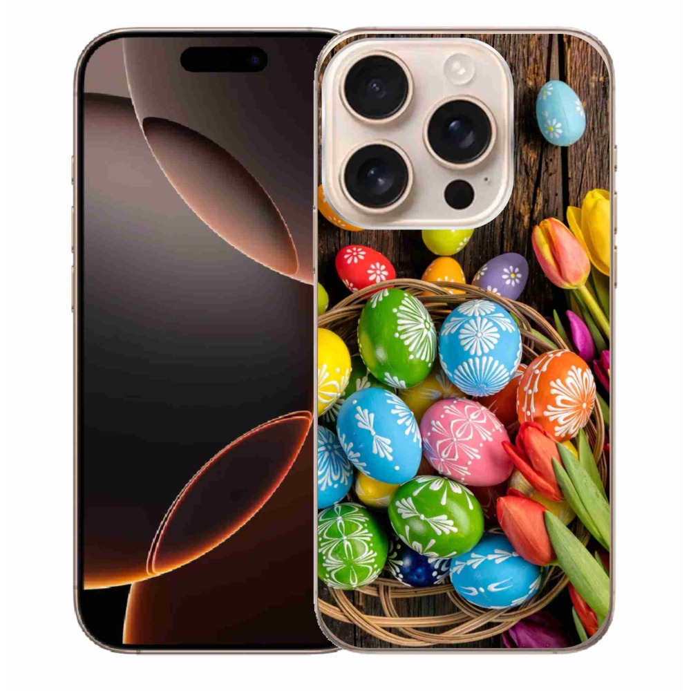 Gelový kryt mmCase na iPhone 16 Pro Max - velikonoční vajíčka