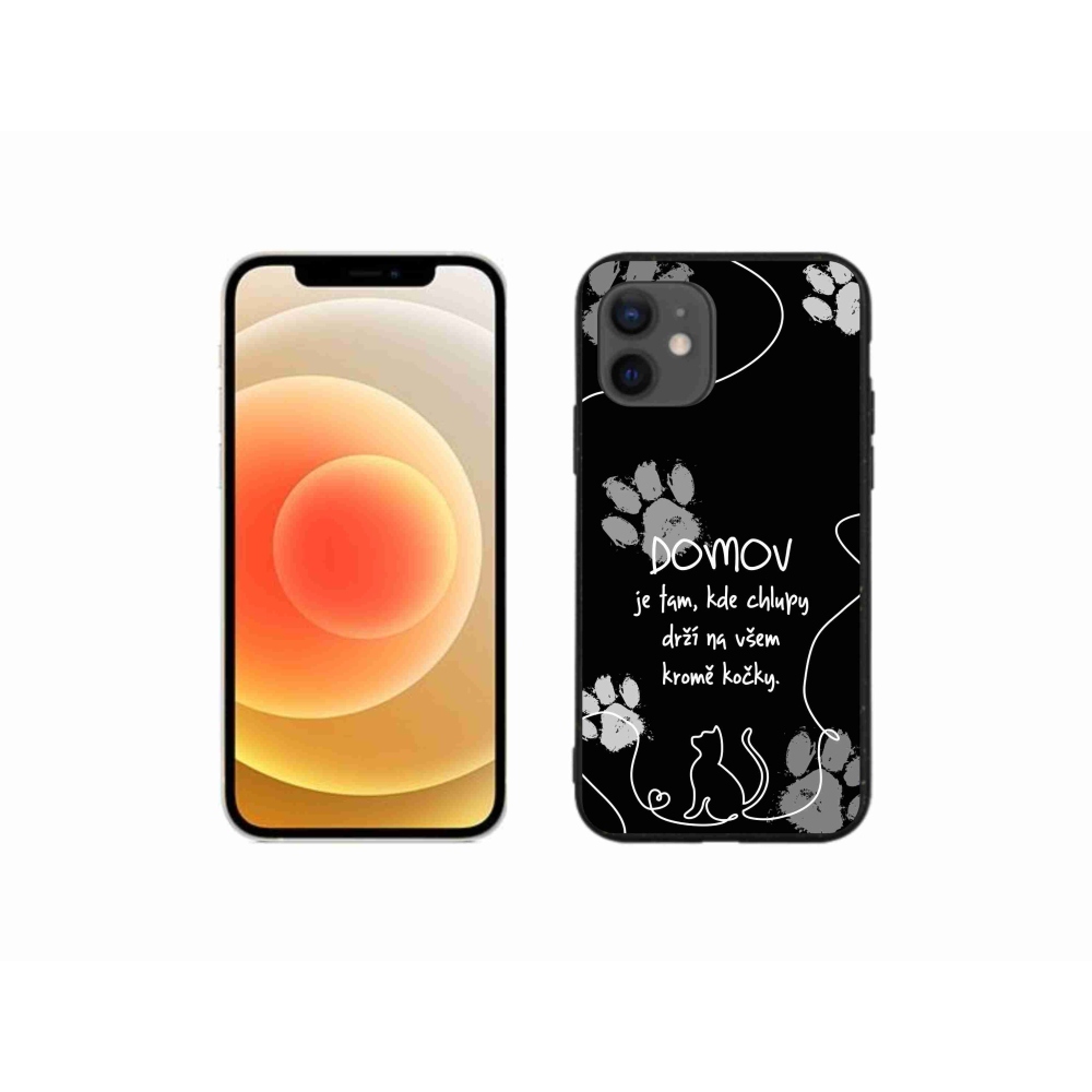 Gelový kryt mmCase na iPhone 12 mini - kočičí motiv černé pozadí