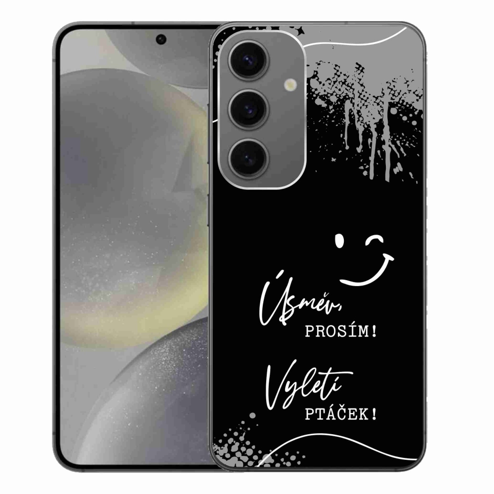 Gelový kryt mmCase na Samsung Galaxy S24+ - vtipný text 4 černé pozadí