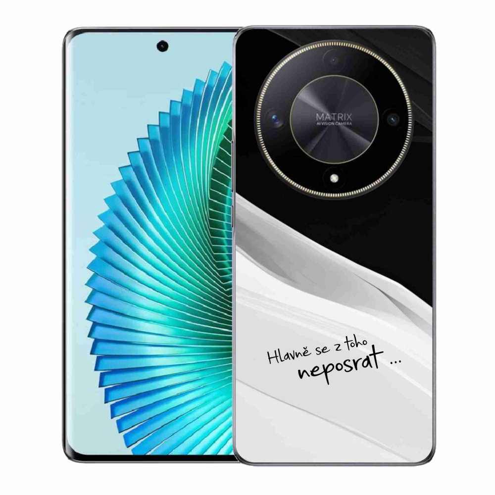 Gelový kryt mmCase na Honor Magic 6 Lite 5G - vtipný text 13 bíločerné pozadí