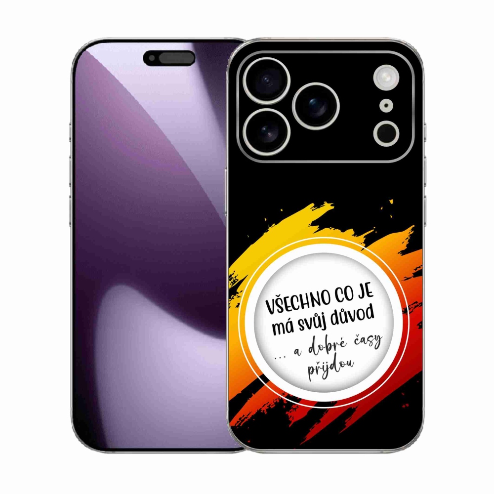 Gelový kryt mmCase na iPhone 17 Pro - citát 3 černé pozadí
