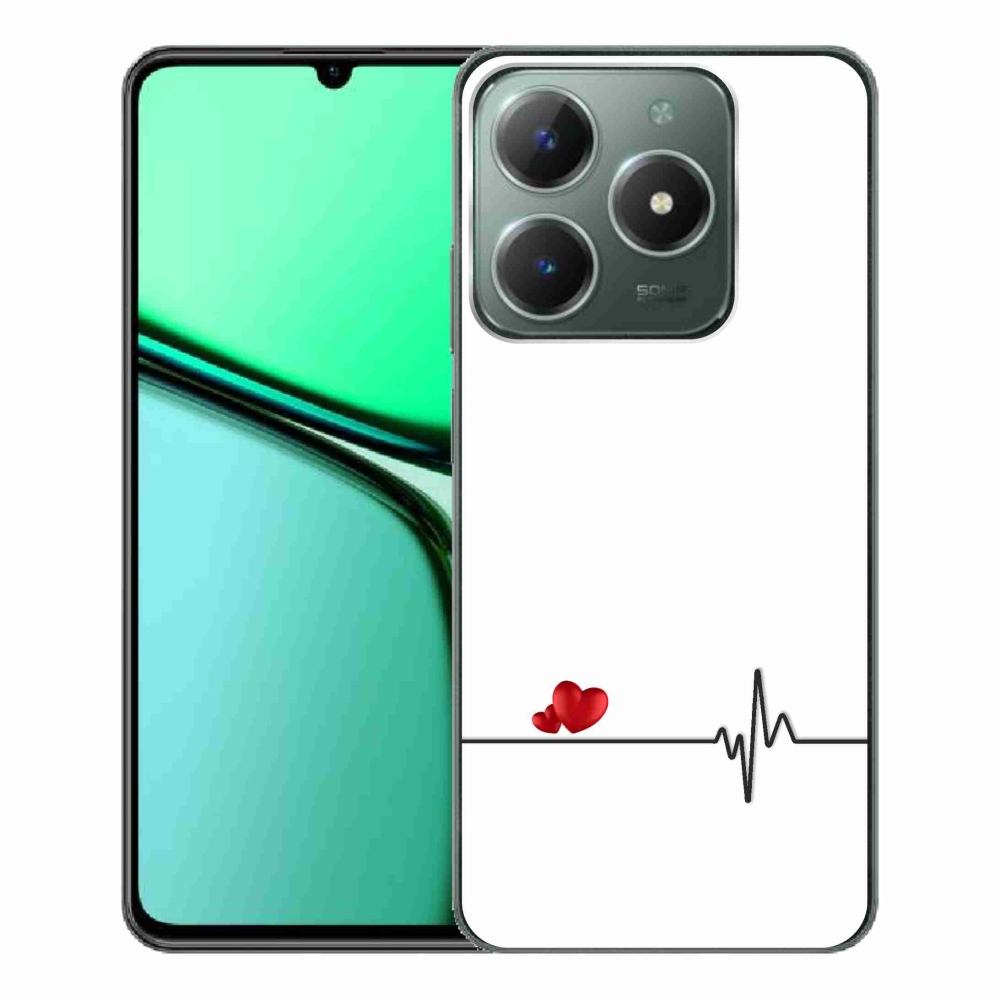 Gelový kryt mmCase na Realme C61 - srdce a tep bílé pozadí