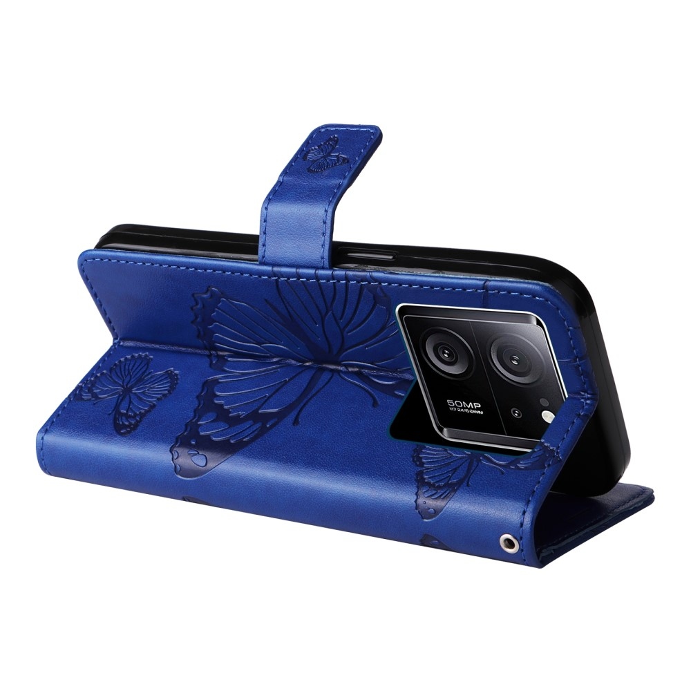 Big butterfly knížkové pouzdro na Xiaomi 13T/13T Pro - modré