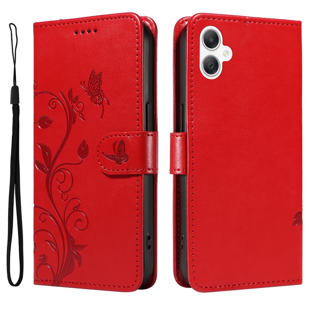 Flowery knížkové pouzdro na Samsung Galaxy A06 4G - červené