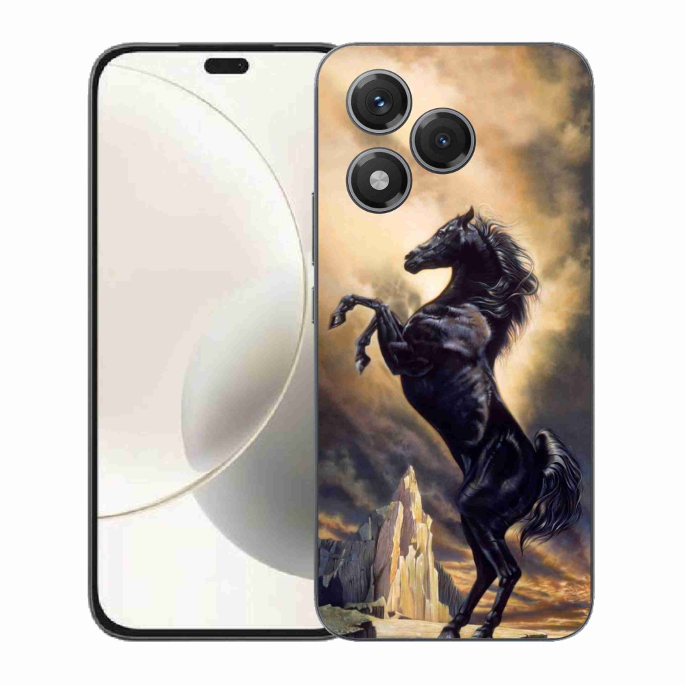 Gelový kryt mmCase na Honor 400 Lite - černý kreslený kůň