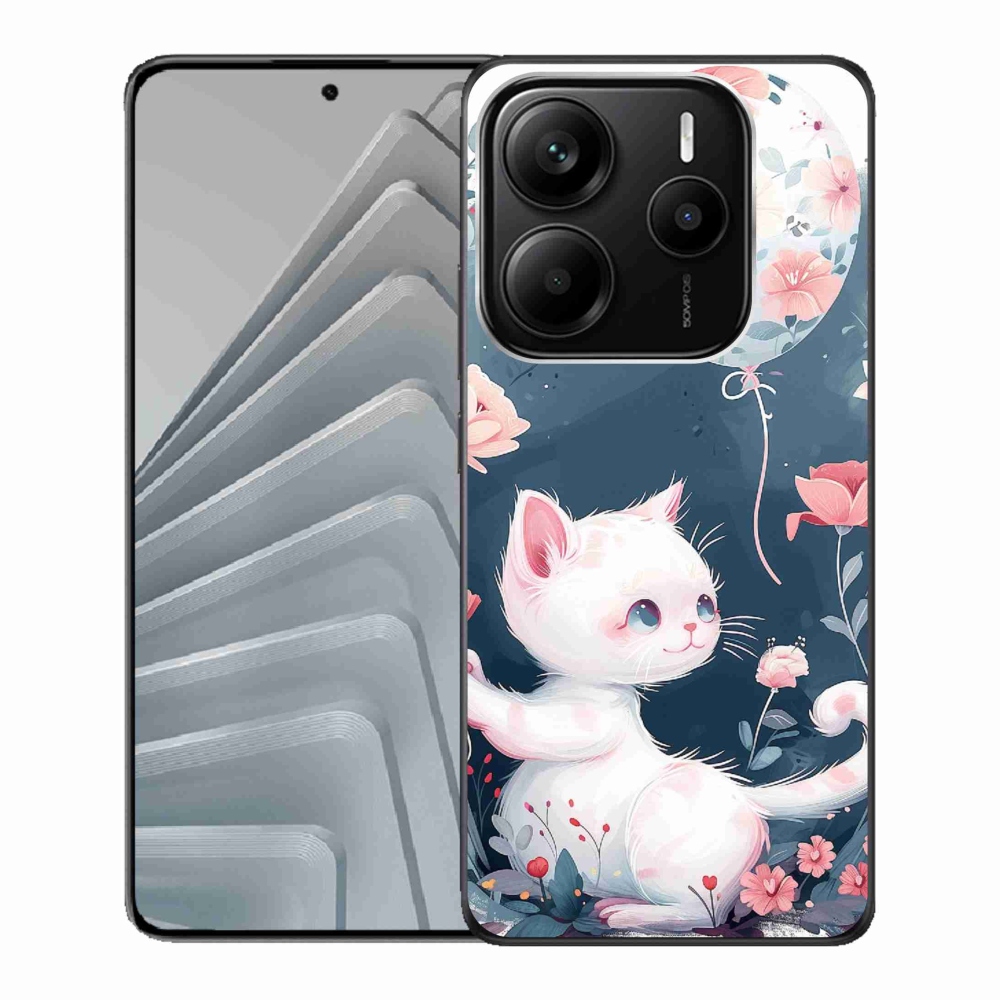 Gelový kryt mmCase na Xiaomi Redmi Note 14 5G - kotě s balónkem