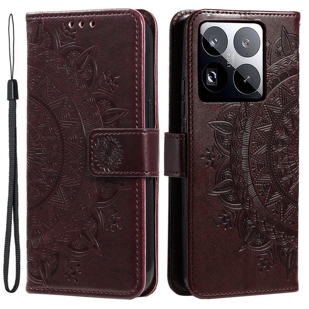 Mandala knížkové pouzdro na Xiaomi 15 Pro - hnědé