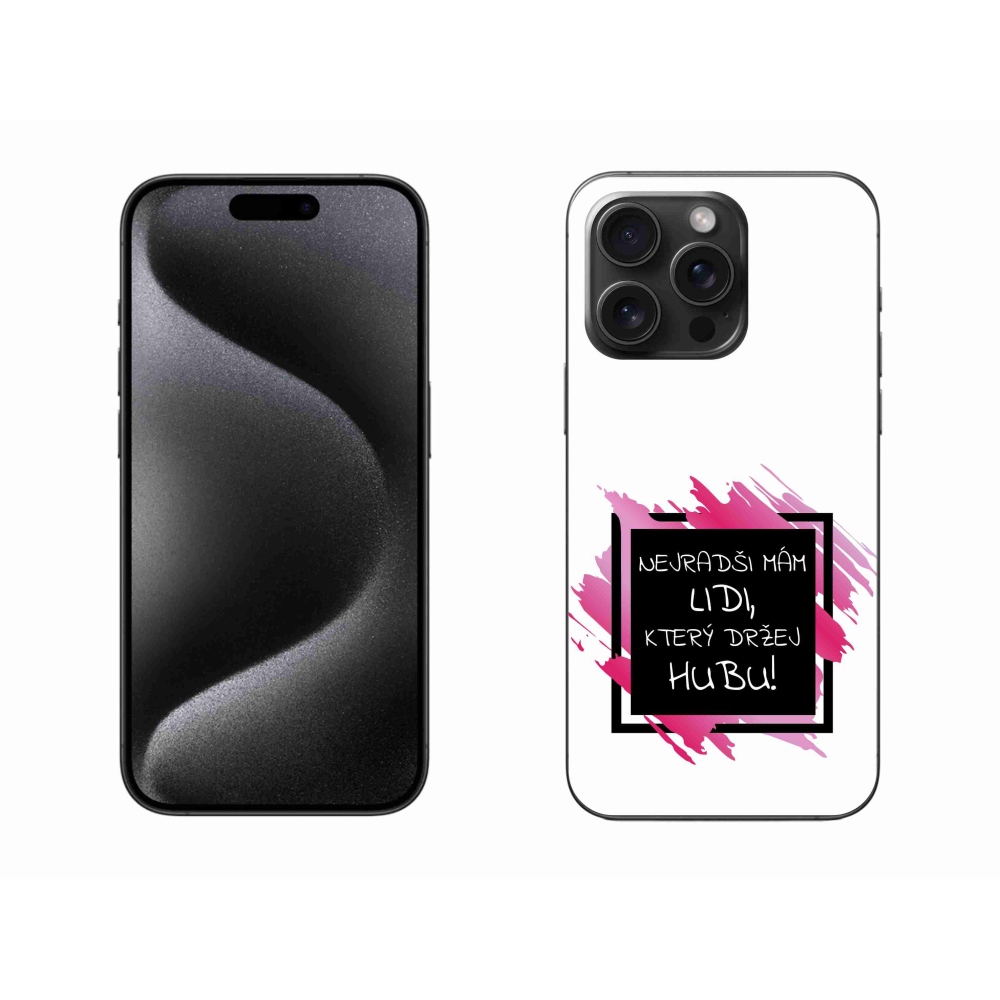 Gelový kryt mmCase na iPhone 15 Pro Max - vtipný text 7 černobílé pozadí