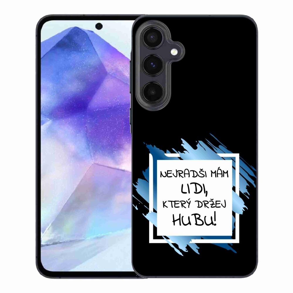 Gelový kryt mmCase na Samsung Galaxy A55 5G - vtipný text 7 bíločerné pozadí