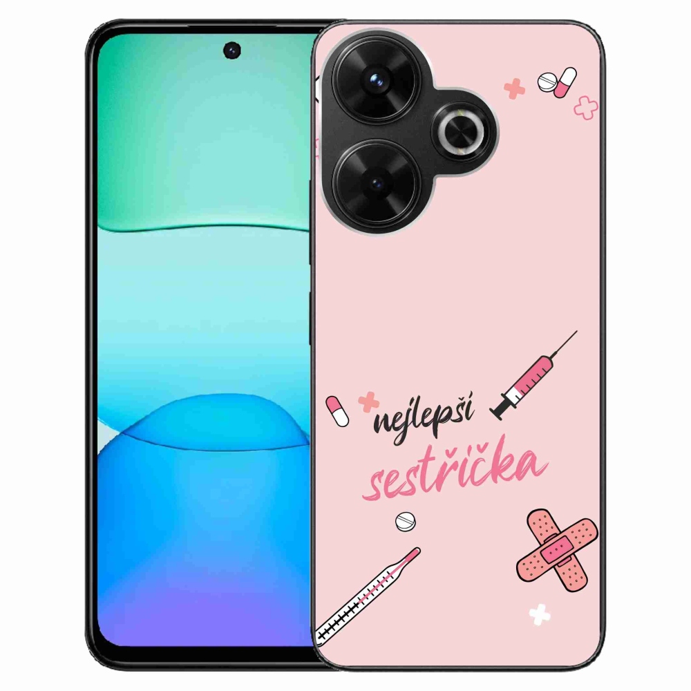 Gelový kryt mmCase na Xiaomi Redmi 13 4G/Poco M6 4G  - nejlepší sestřička růžové pozadí