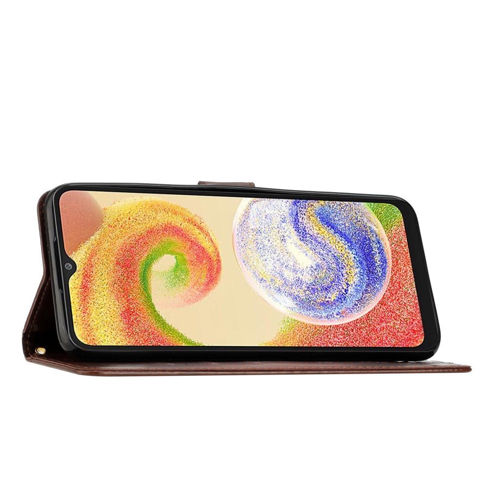 Flowers knížkové pouzdro na Samsung Galaxy A06 4G - hnědé
