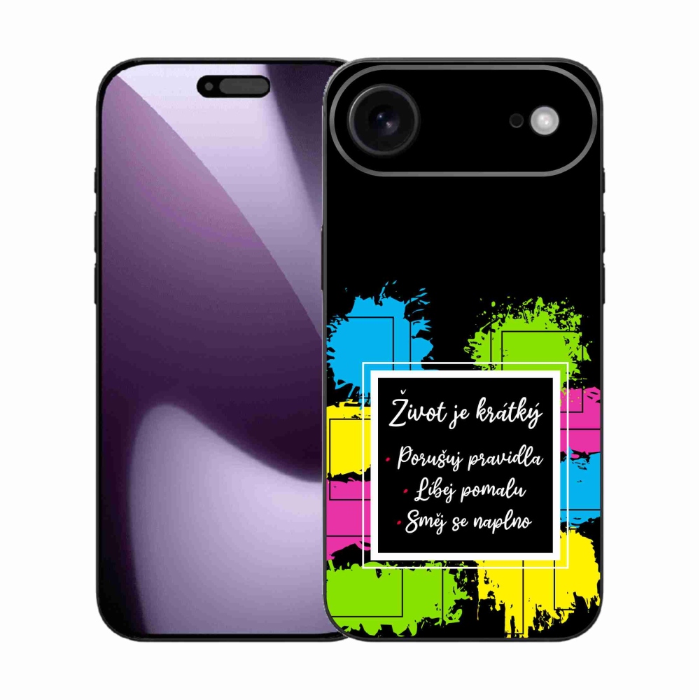 Gelový kryt mmCase na iPhone 17 Air - citát 5 černé pozadí