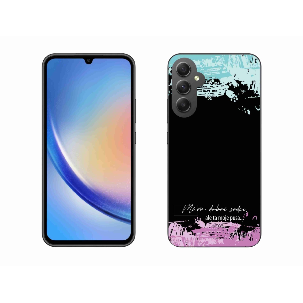 Gelový kryt mmCase na Samsung Galaxy A34 5G - vtipný text 3 černé pozadí
