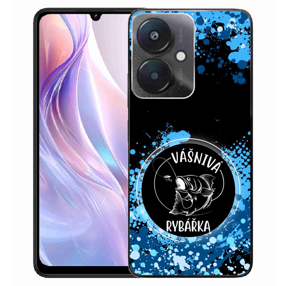 Gelový kryt mmCase na Xiaomi Redmi 13C 5G  - vášnivá rybářka černé pozadí