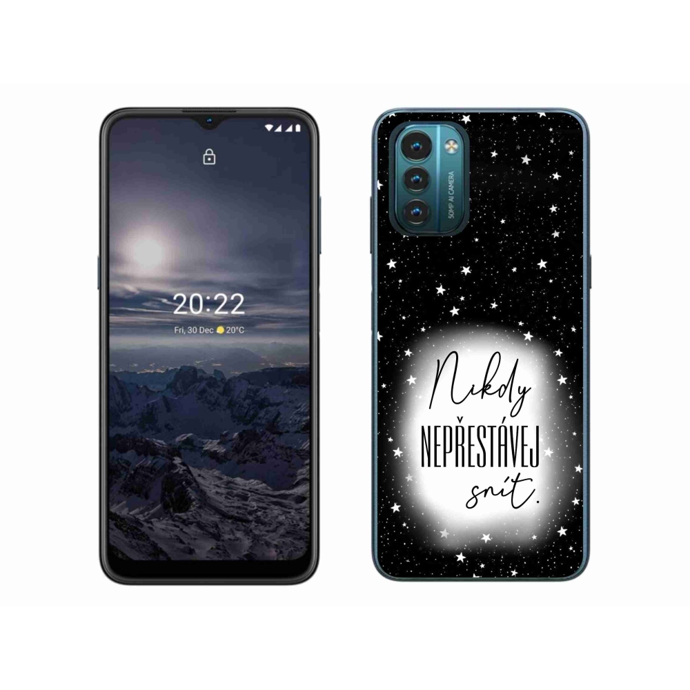 Gelový kryt mmCase na Nokia G11/G21 - citát 1 bíločerné pozadí