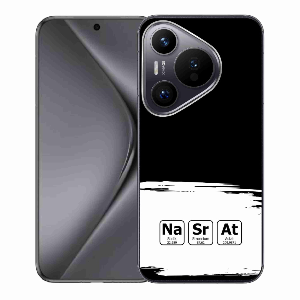 Gelový kryt mmCase na Huawei Pura 70 - chemické prvky bíločerné pozadí