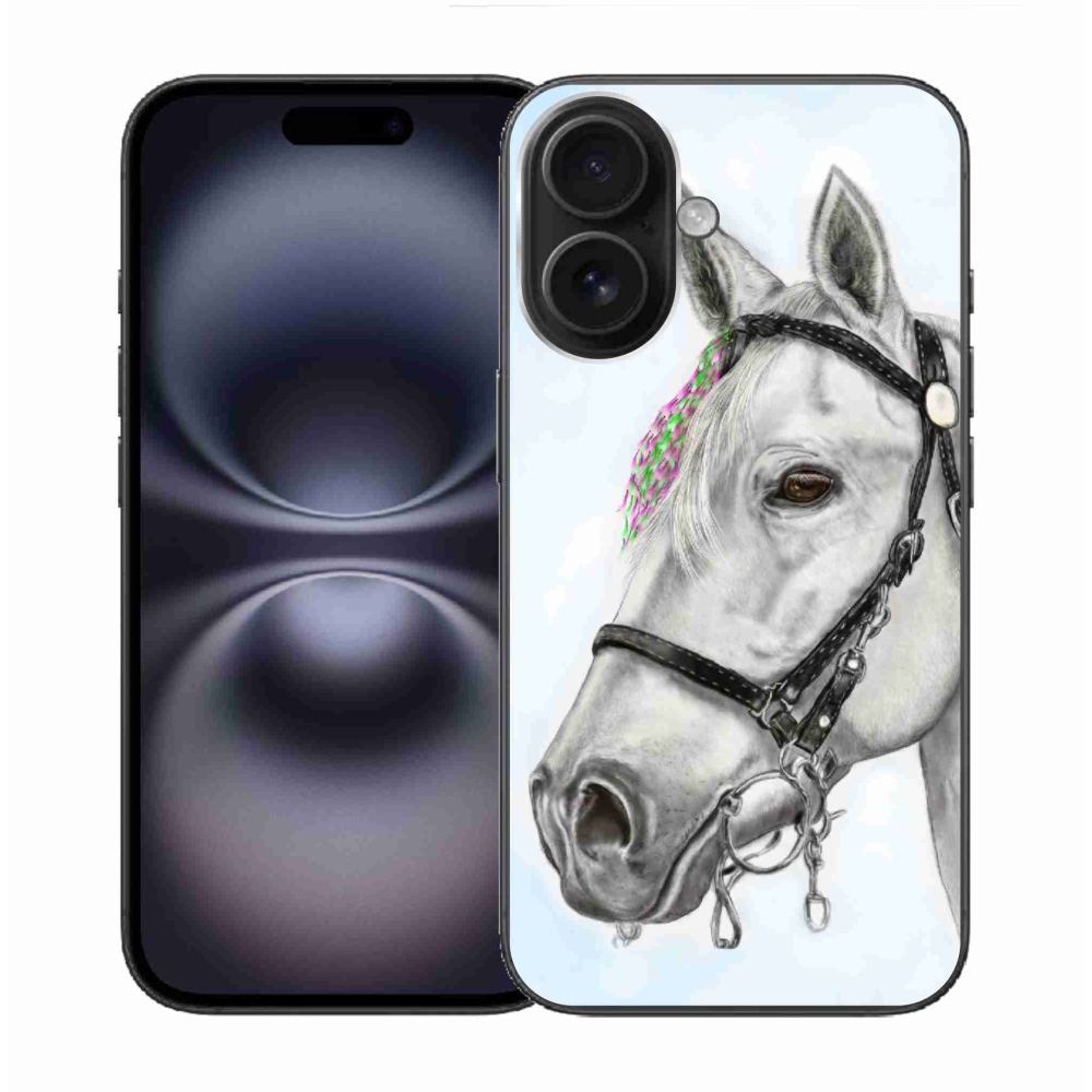 Gelový kryt mmCase na iPhone 16 - bílý kůň 1