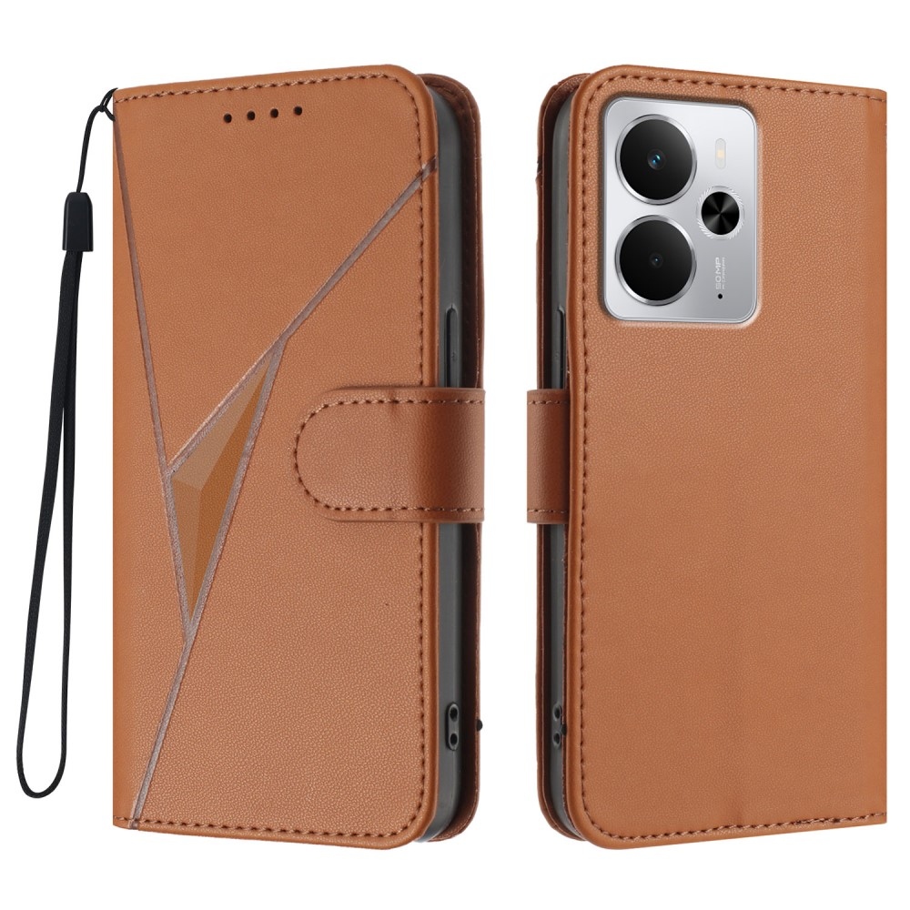 Triangles knížkové pouzdro na Realme 14 5G - hnědé