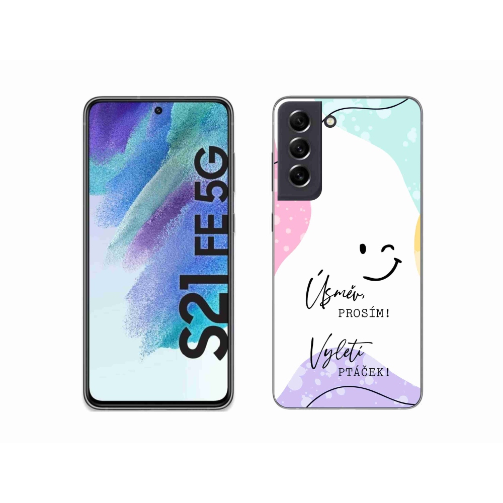 Gelový kryt mmCase na Samsung Galaxy S21 FE 5G - vtipný text 4 bílé pozadí