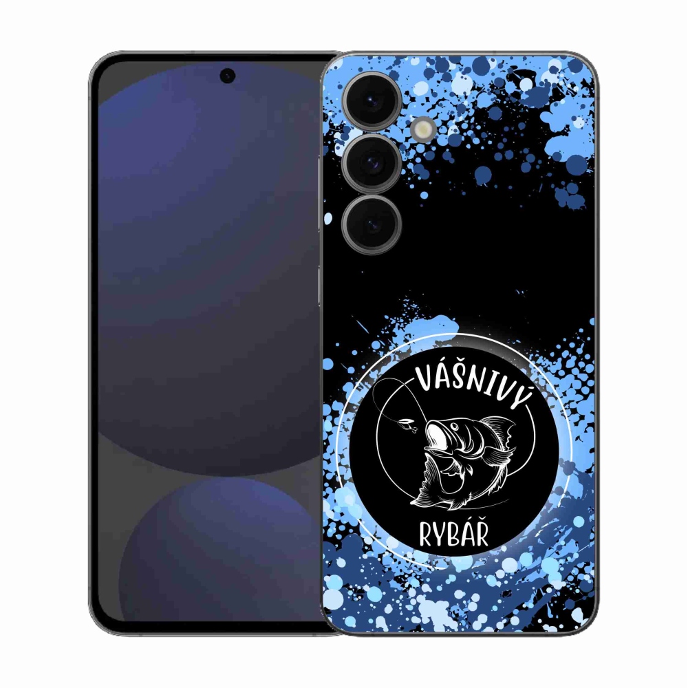 Gelový kryt mmCase na Samsung Galaxy S25 FE - vášnivý rybář černé pozadí