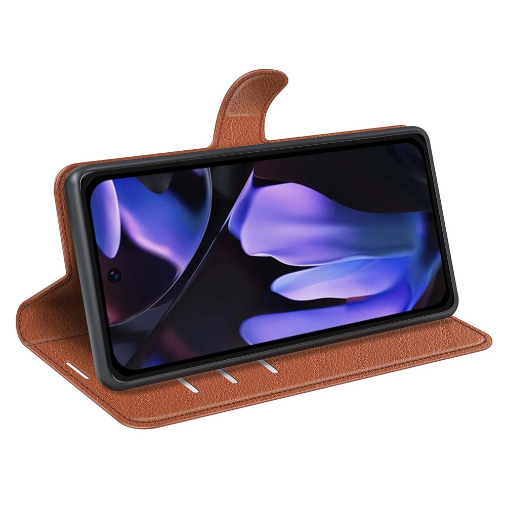 Litchi knížkové pouzdro na Google Pixel 9a - hnědé