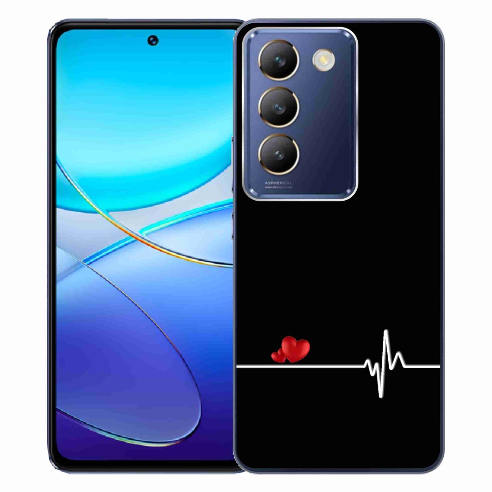 Gelový kryt mmCase na Vivo V40 SE 4G/5G - srdce a tep černé pozadí