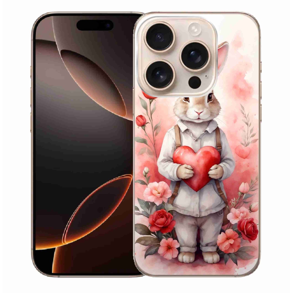 Gelový kryt mmCase na iPhone 16 Pro Max - zajíc se srdíčkem