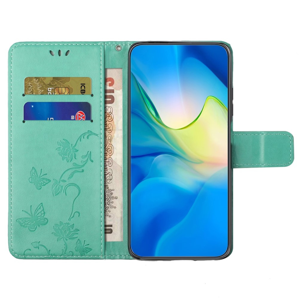 Flower knížkové pouzdro na Samsung Galaxy A55 5G - modrozelené
